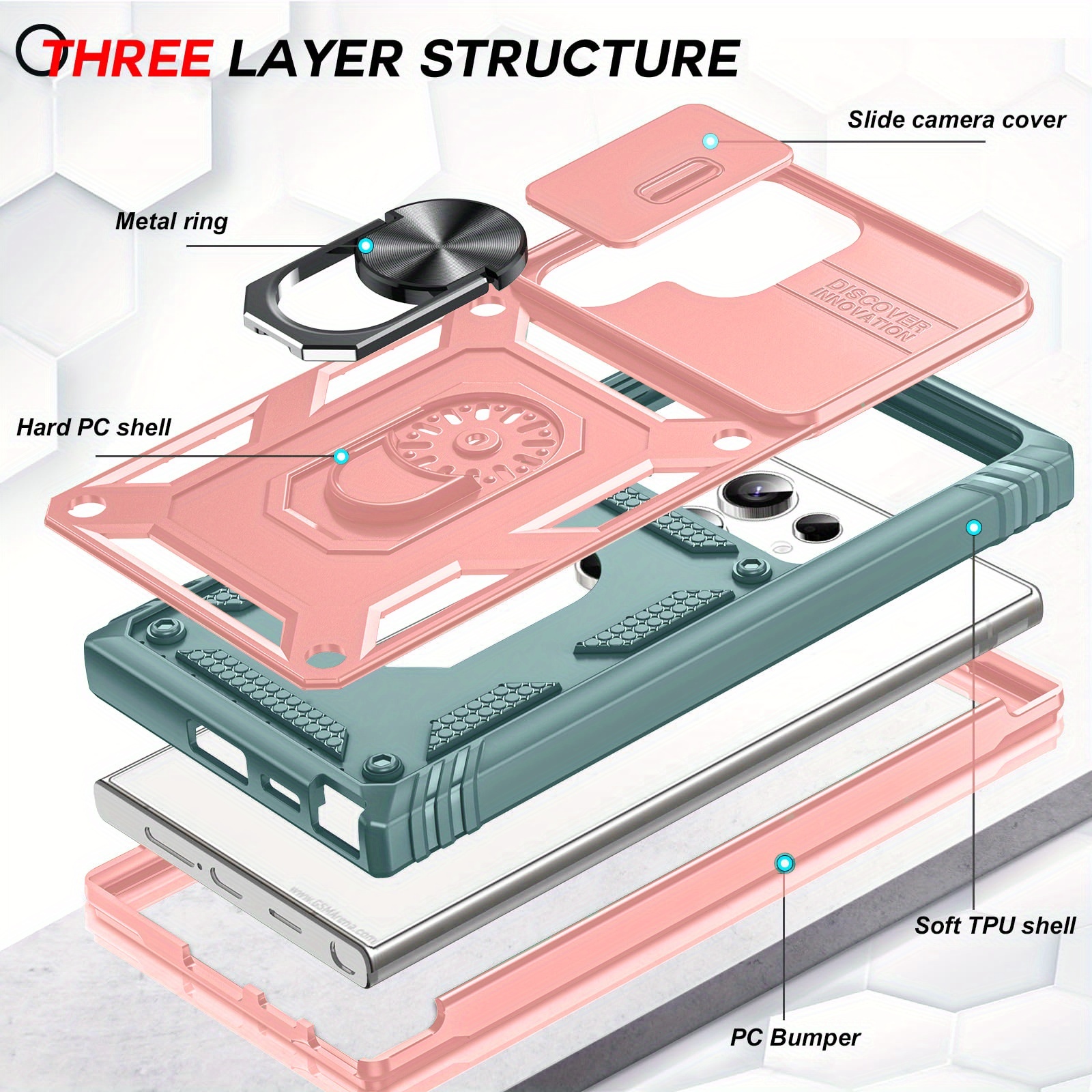 [Shockproof Armor Case] Shockproof Armor Case with 360° Rotating Metal Magnetic Stand | Window Series for Samsung Galaxy S25, S24FE, S23FE, S22, S21FE, S20FE Ultra Plus, A56, A55, A54, A36, A35, A34, A26, A25, A24, A16, A15, A14, A13, A06 5G & 4G Series - Sliding Lens Cover Protection