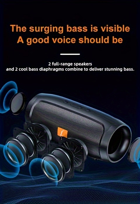 Large Volume Wireless Desktop Speaker with Ambient Light - Stylish Black Design, USB-C Charging, 5W Rated Power, Perfect for Home Office or Living Room Decor, Birthday Gift, 1pc, Speaker for Home Offic