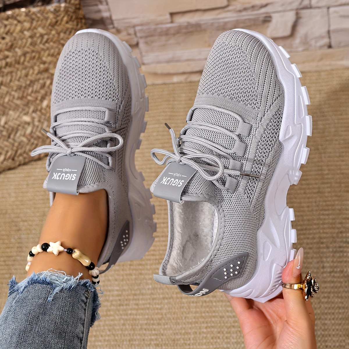 Women's Fashion Breathable Knit Sneakers, New Spring/Autumn Casual Lightweight Soft-Sole Walking Shoes, Comfortable Low-Top Running Shoes for Outdoor Use - Image 8