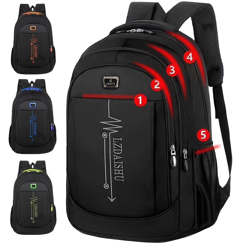 Large Capacity Male Canvas Backpack | Adjustable Shoulder Straps, Multiple Compartments, Ideal for School, Travel, And Work, with Contrast Stitching, Casual Style, Durable Zipper Closure