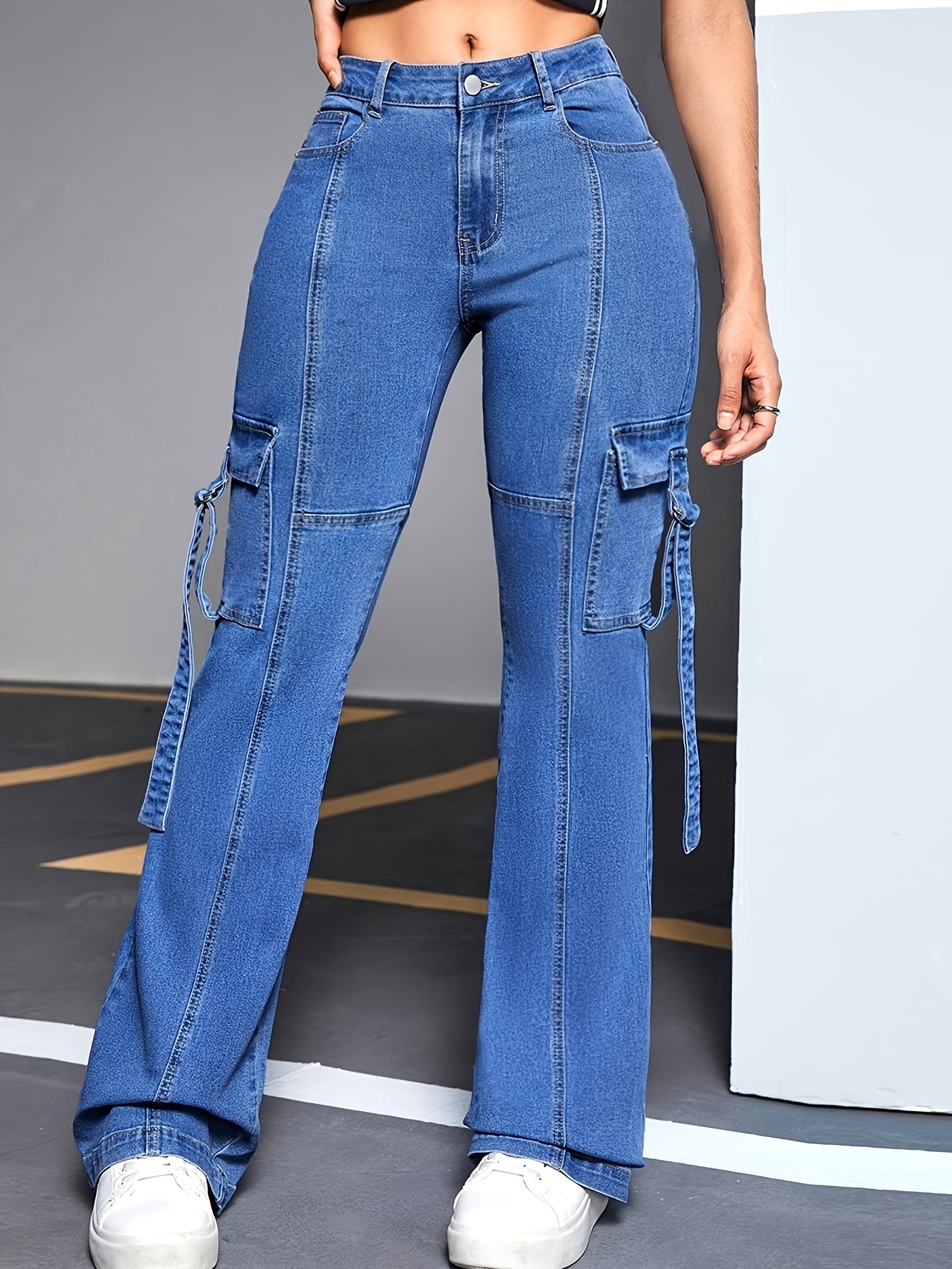 25AW Women's Denim Jeans, Low Waist Classic Blue Washed Jeans with Pocket Design, Versatile Casual Wear