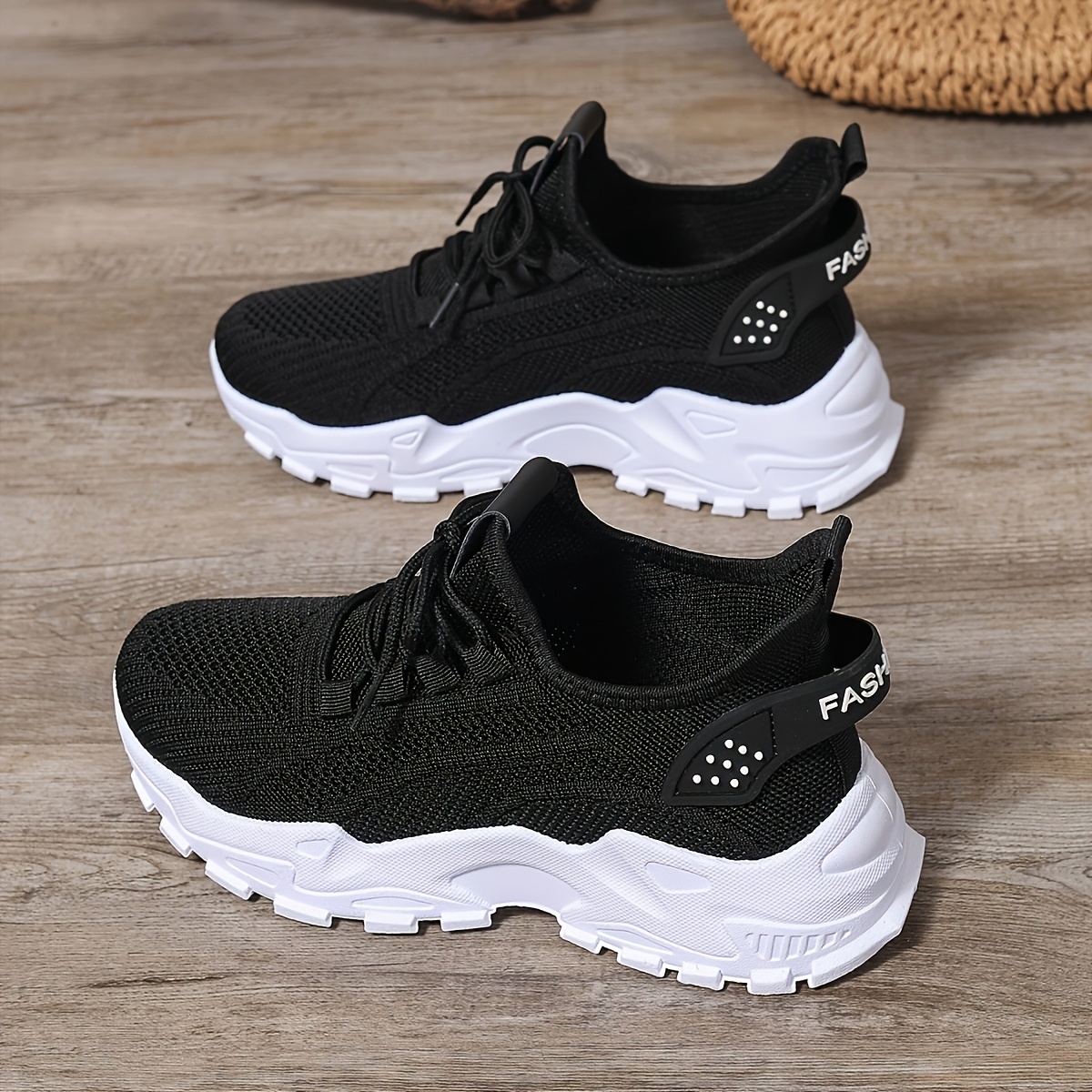 Breathable Knitted Slip-on Sneakers | Lightweight Low-Top Casual Shoes with Non-Slip PVC Sole, Machine Washable, All-Season Comfort, Unisex Black and White Design for Outdoor Activities