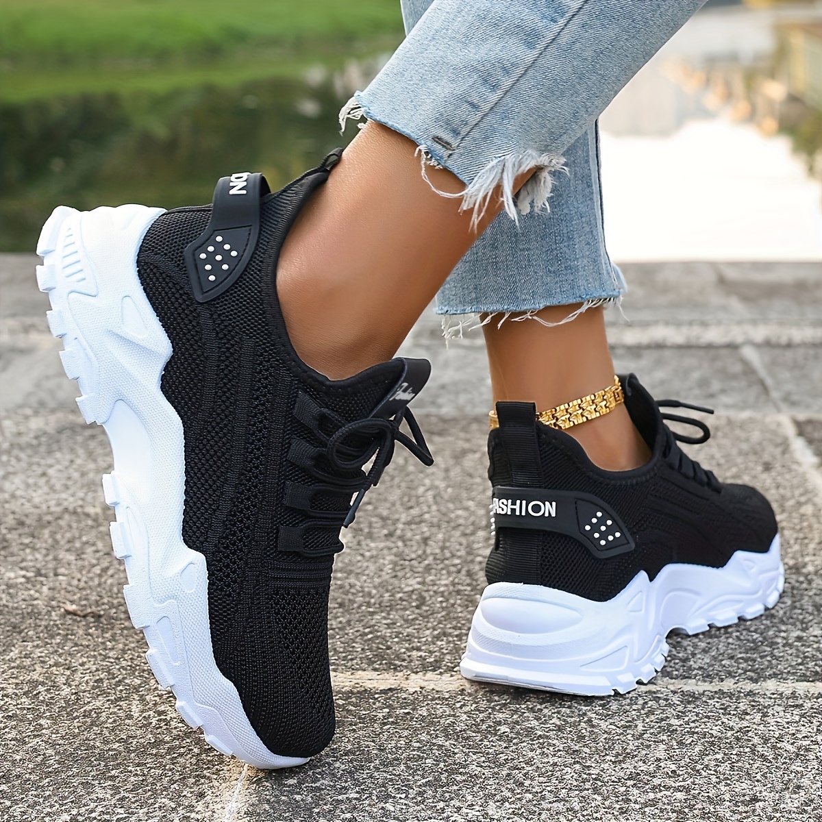 Breathable Knitted Slip-on Sneakers | Lightweight Low-Top Casual Shoes with Non-Slip PVC Sole, Machine Washable, All-Season Comfort, Unisex Black and White Design for Outdoor Activities