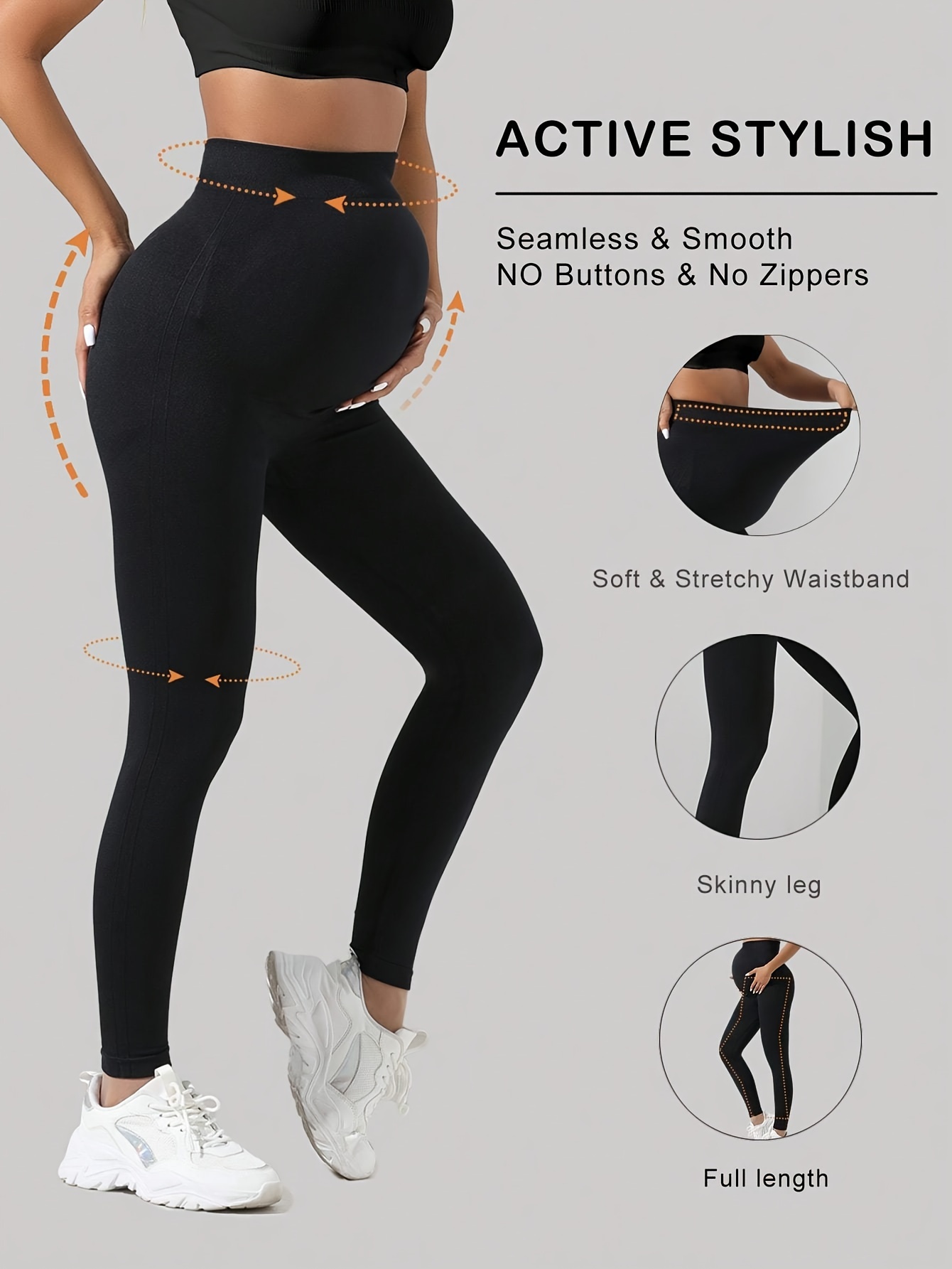 3Pcs Women's Solid Color Maternity Leggings, Slim Fit High Stretchy Yoga Sports Pants For Pregnant Women