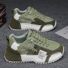 Men's Plus Size Casual Sneakers - Breathable Fabric Low-Top Lace-Up Shoes with PVC Sole, All-Season Versatile Design for Daily Wear & Light Sports, Olive Green & White, Active Lifestyle, Sporty Look, Secure Closure, Athletic Footwear, Everyday Wearers
