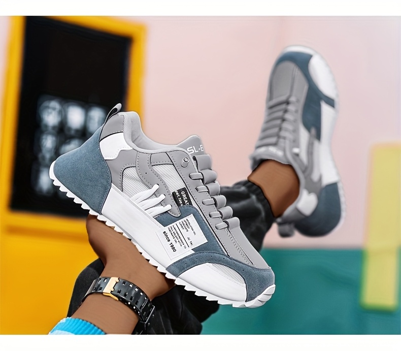 Men's Plus Size Casual Sneakers - Breathable Fabric Low-Top Lace-Up Shoes with PVC Sole, All-Season Versatile Design for Daily Wear & Light Sports, Olive Green & White, Active Lifestyle, Sporty Look, Secure Closure, Athletic Footwear, Everyday Wearers