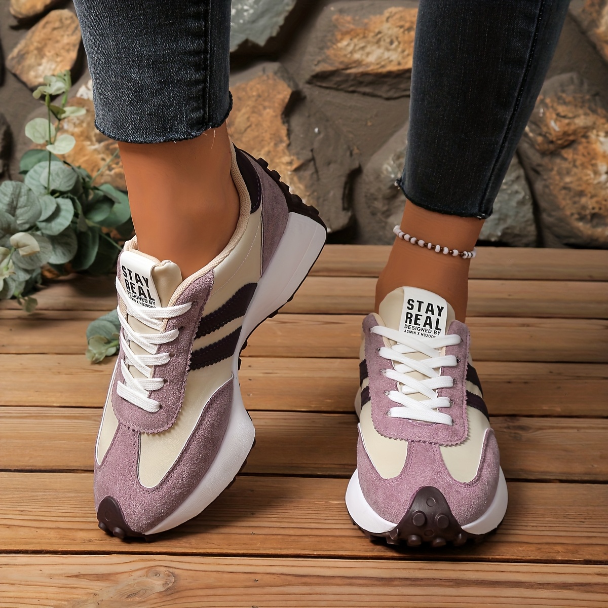 Women's Low-Top Chunky Platform Sneakers - Lace-Up Round-Toe White/Black/Grey/Beige Casual with Cushioned Rubber Sole, All-Season Versatile s (Faux /Fabric Upper) for Jeans, Dresses & Office Wear