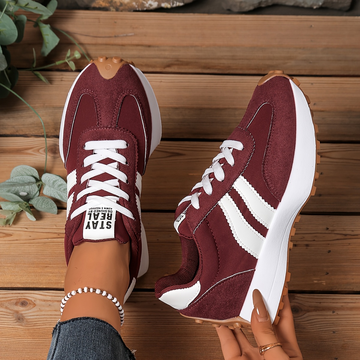 Women's Low-Top Chunky Platform Sneakers - Lace-Up Round-Toe White/Black/Grey/Beige Casual with Cushioned Rubber Sole, All-Season Versatile s (Faux /Fabric Upper) for Jeans, Dresses & Office Wear