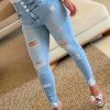 High Waist Women's Ripped Street Style Denim Jeans, Casual Skinny Stretch Trousers For Daily Wear