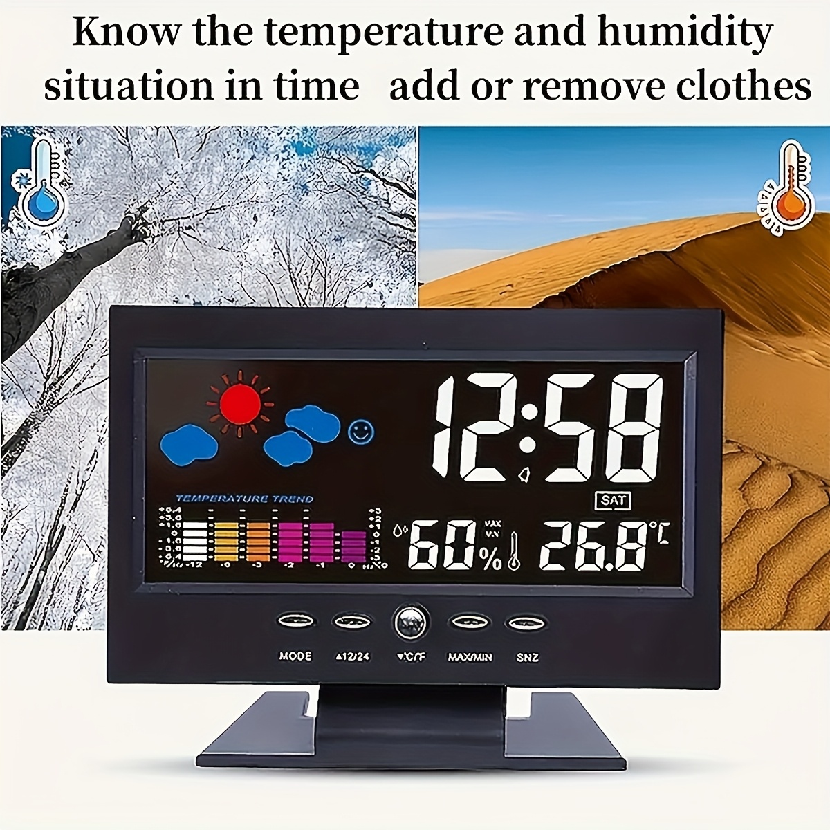 Voice-Controlled Weather Station with Color LCD Display - Measures Temperature, Humidity, Wind Speed & Direction | Durable Plastic, Battery Operated, No Food Contact, Adult Use Only, Weather Station