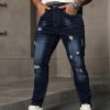 Men'S Slim-Fit Jeans - Stretchy, Solid Color, Medium Stretch, All-Season Comfort, Casual Style with Ripped Details, Perfect for Casual Attire, Casual Attire Jeans | Slim Fit Jeans | Stretchy Fabric