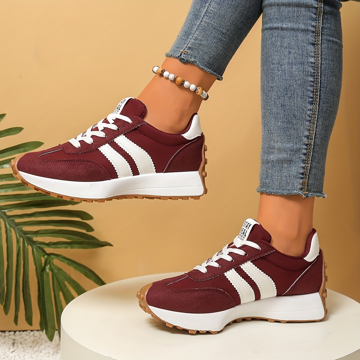 Women's Sneakers, Lightweight All-Season Outdoor Hiking, Breathable Fabric Upper, Cushioned Rubber Sole, All-Terrain Traction, for Walking Gym, Comfortable & Durable, Striped