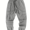 Men'S Casual Solid Color Cargo Pants | Street Style, Non-Stretch Fabric, Regular Length, Drawstring Waist, Ideal for Going Out, Festival Gift