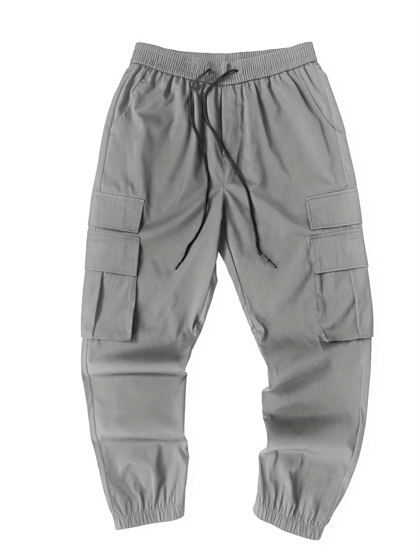 Men'S Casual Solid Color Cargo Pants | Street Style, Non-Stretch Fabric, Regular Length, Drawstring Waist, Ideal for Going Out, Festival Gift