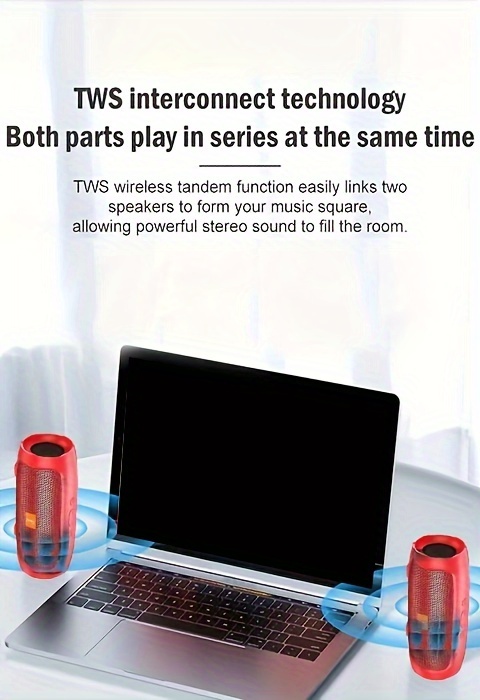 Large Volume Wireless Desktop Speaker with Ambient Light - Stylish Black Design, USB-C Charging, 5W Rated Power, Perfect for Home Office or Living Room Decor, Birthday Gift, 1pc, Speaker for Home Offic