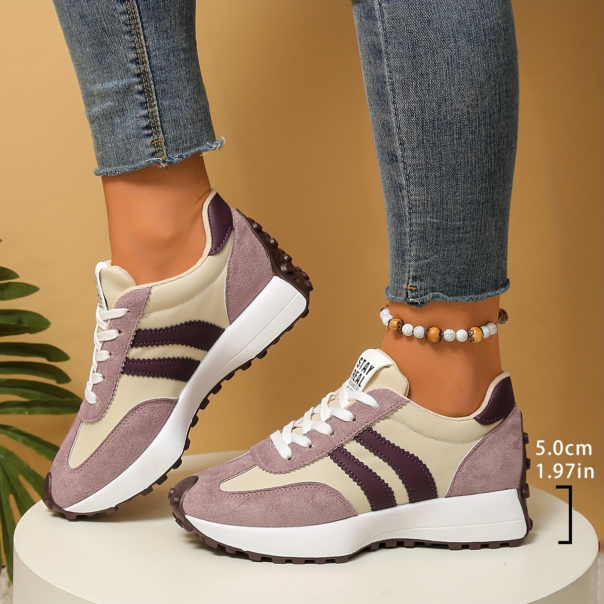 Fashionable Women'S Thick-soled Shoes | Comfortable, Multi-color Options, Sports Casual Style, Lace-up Closure, All-season Wear, KOONEXY Brand