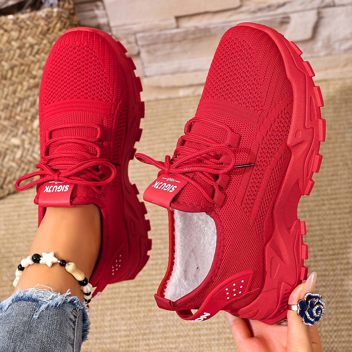 Women's Fashion Breathable Knit Sneakers, New Spring/Autumn Casual Lightweight Soft-Sole Walking Shoes, Comfortable Low-Top Running Shoes for Outdoor Use - Image 9