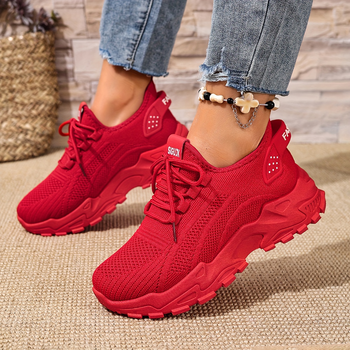 Women's Fashion Breathable Knit Sneakers, New Spring/Autumn Casual Lightweight Soft-Sole Walking Shoes, Comfortable Low-Top Running Shoes for Outdoor Use