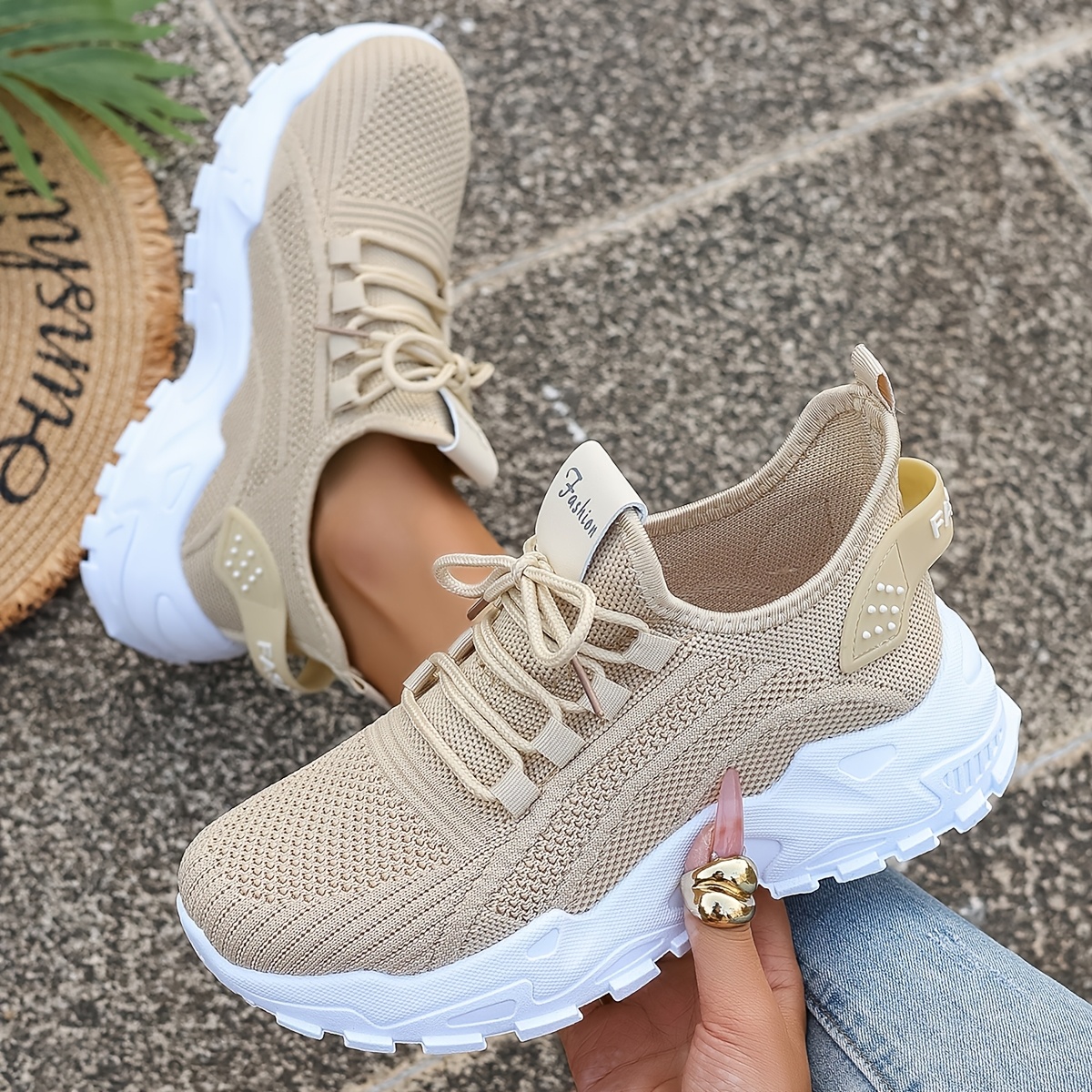 Women's Fashion Breathable Knit Sneakers, New Spring/Autumn Casual Lightweight Soft-Sole Walking Shoes, Comfortable Low-Top Running Shoes for Outdoor Use - Image 4
