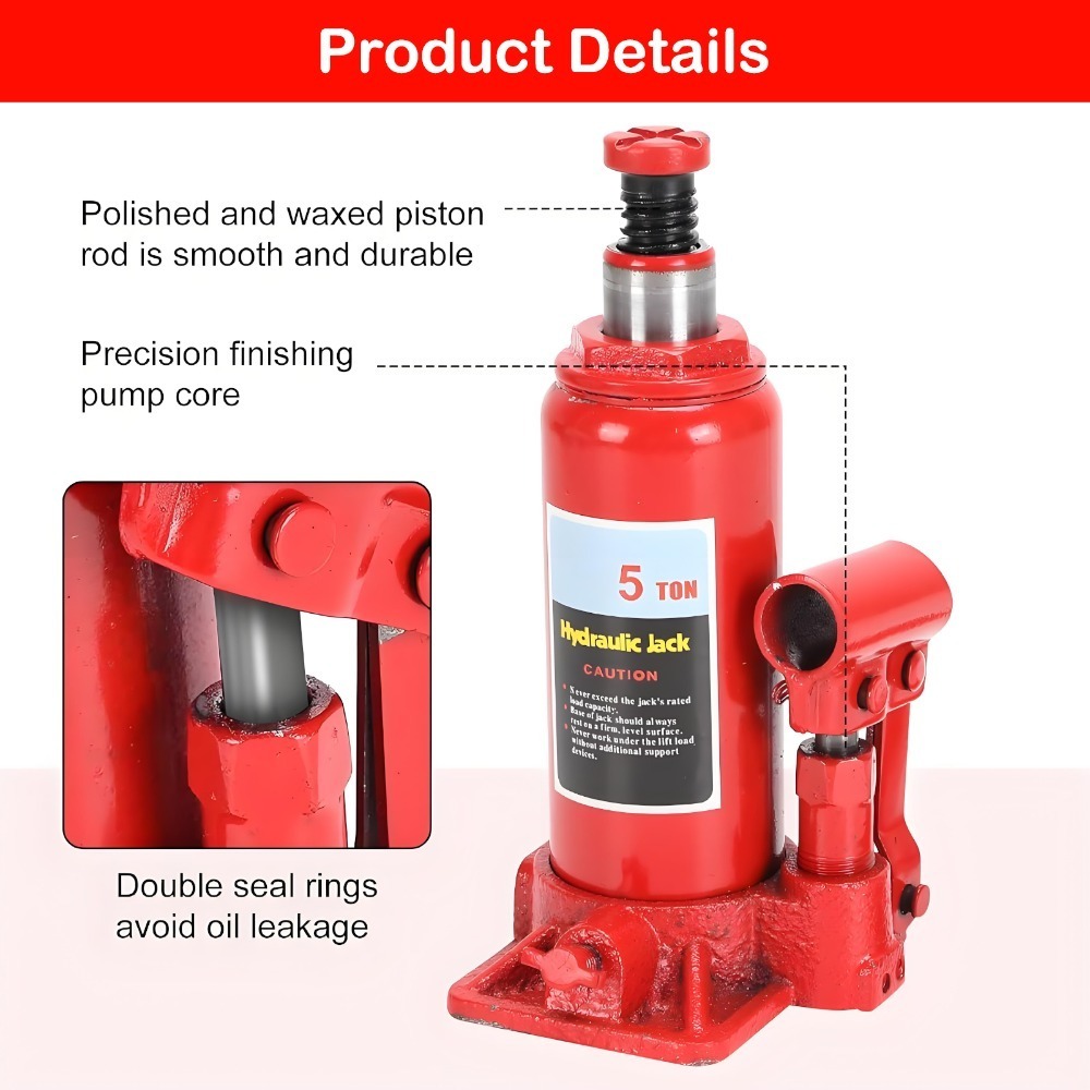 5-ton 5T bottle jack, portable hydraulic jack suitable for cars, compact car lift for roadside maintenance, used in garages, SUV
