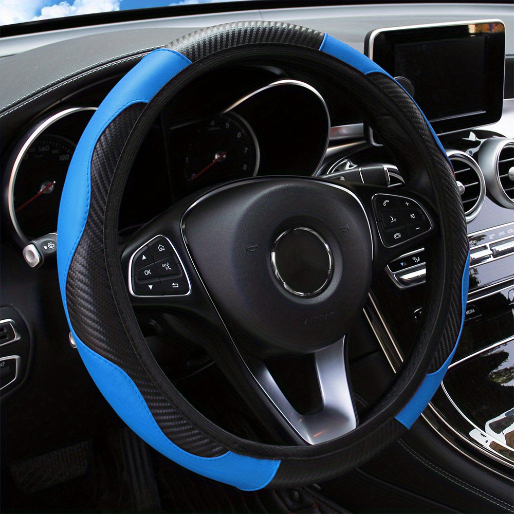 Carbon Fiber Non-Slip Car Steering Wheel Cover, No Inner Circle, 37-38CM, Car Accessories