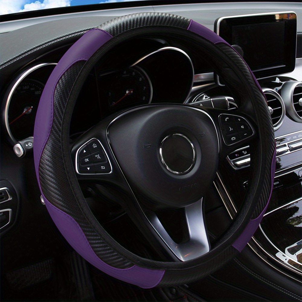 Carbon Fiber Non-Slip Car Steering Wheel Cover, No Inner Circle, 37-38CM, Car Accessories