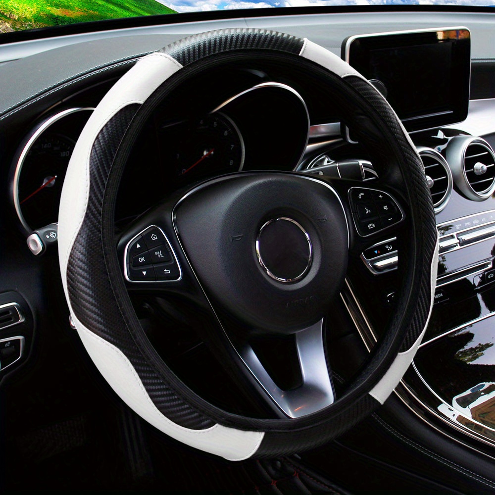 Carbon Fiber Non-Slip Car Steering Wheel Cover, No Inner Circle, 37-38CM, Car Accessories