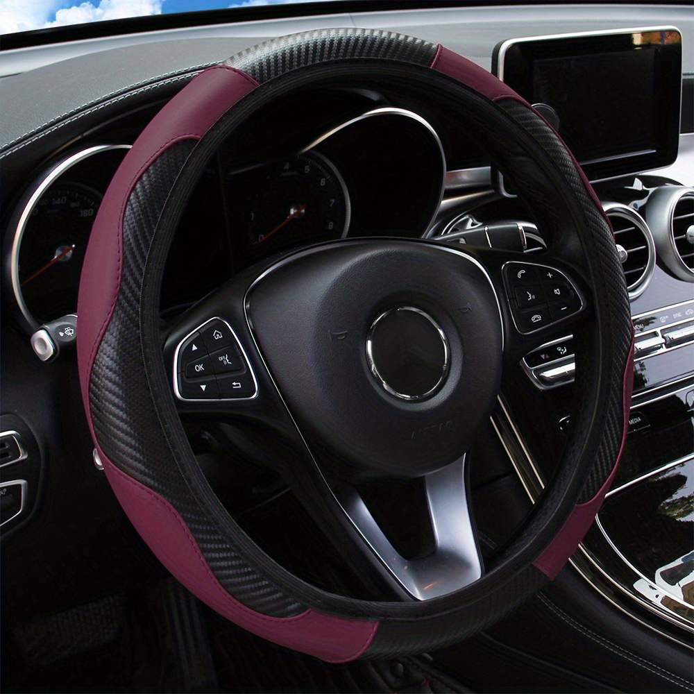 Carbon Fiber Non-Slip Car Steering Wheel Cover, No Inner Circle, 37-38CM, Car Accessories