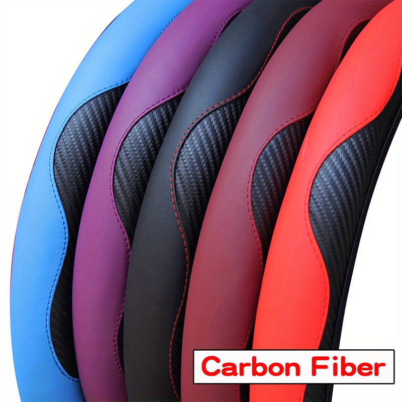 Carbon Fiber Non-Slip Car Steering Wheel Cover, No Inner Circle, 37-38CM, Car Accessories