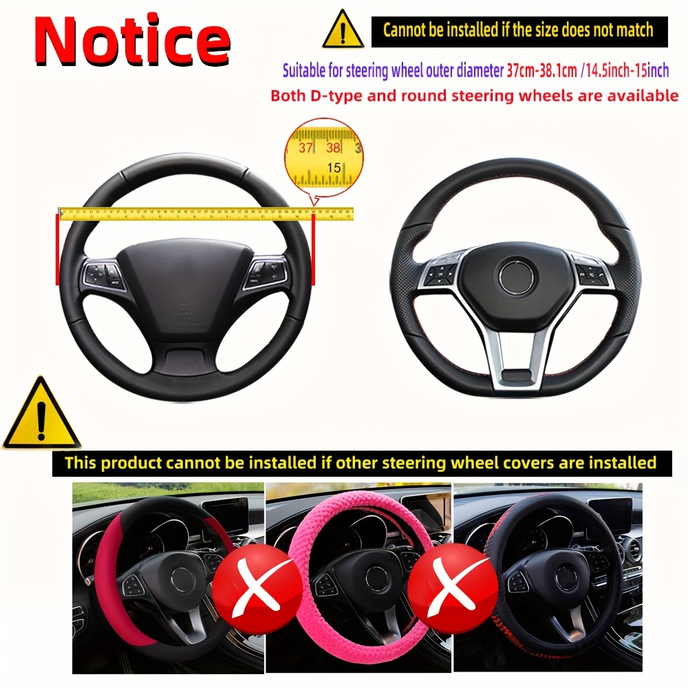 Carbon Fiber Non-Slip Car Steering Wheel Cover, No Inner Circle, 37-38CM, Car Accessories