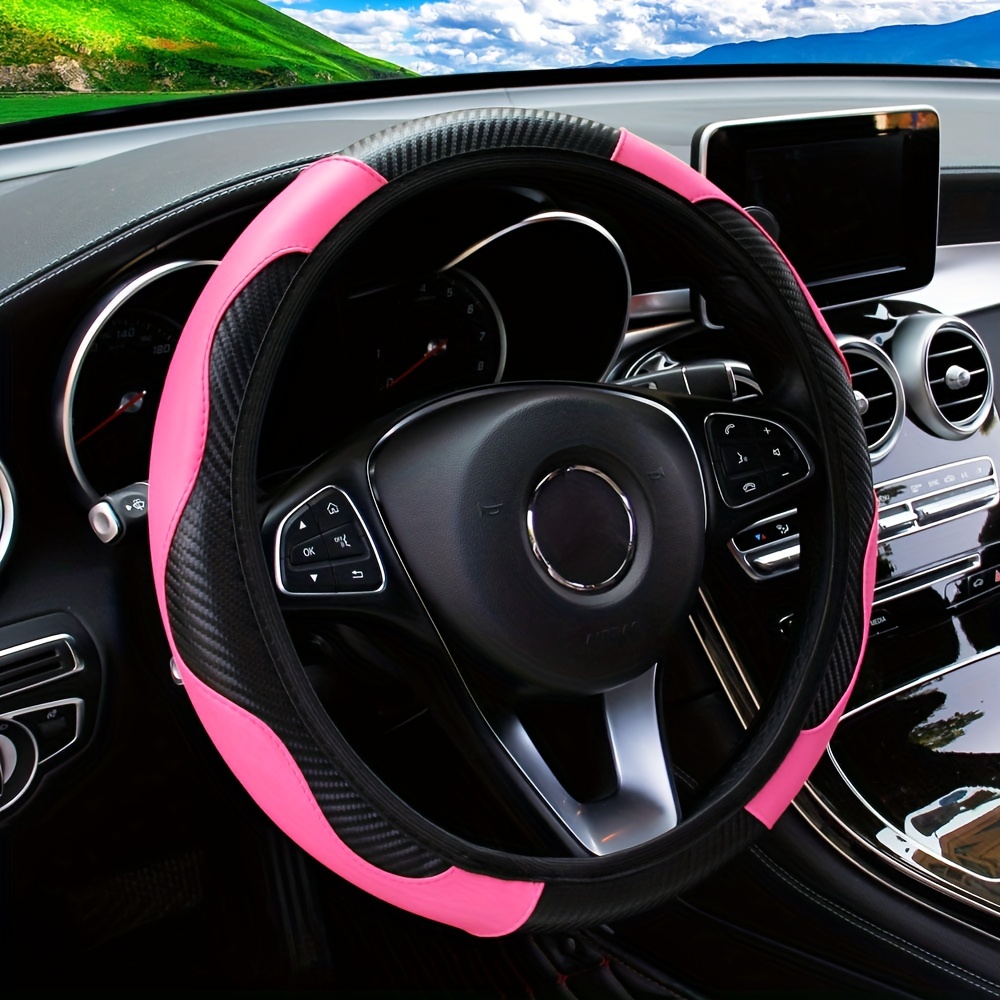 Carbon Fiber Non-Slip Car Steering Wheel Cover, No Inner Circle, 37-38CM, Car Accessories