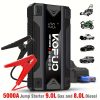KOPUO 5000A Car Jump Starter (9.0L Gas/8.0L Diesel) Portable Device for Starting Vehicles, 12V Battery Booster with Safety Cables, Quick Charging Capabilities, Lights, Compact Design, Essential for Camping.