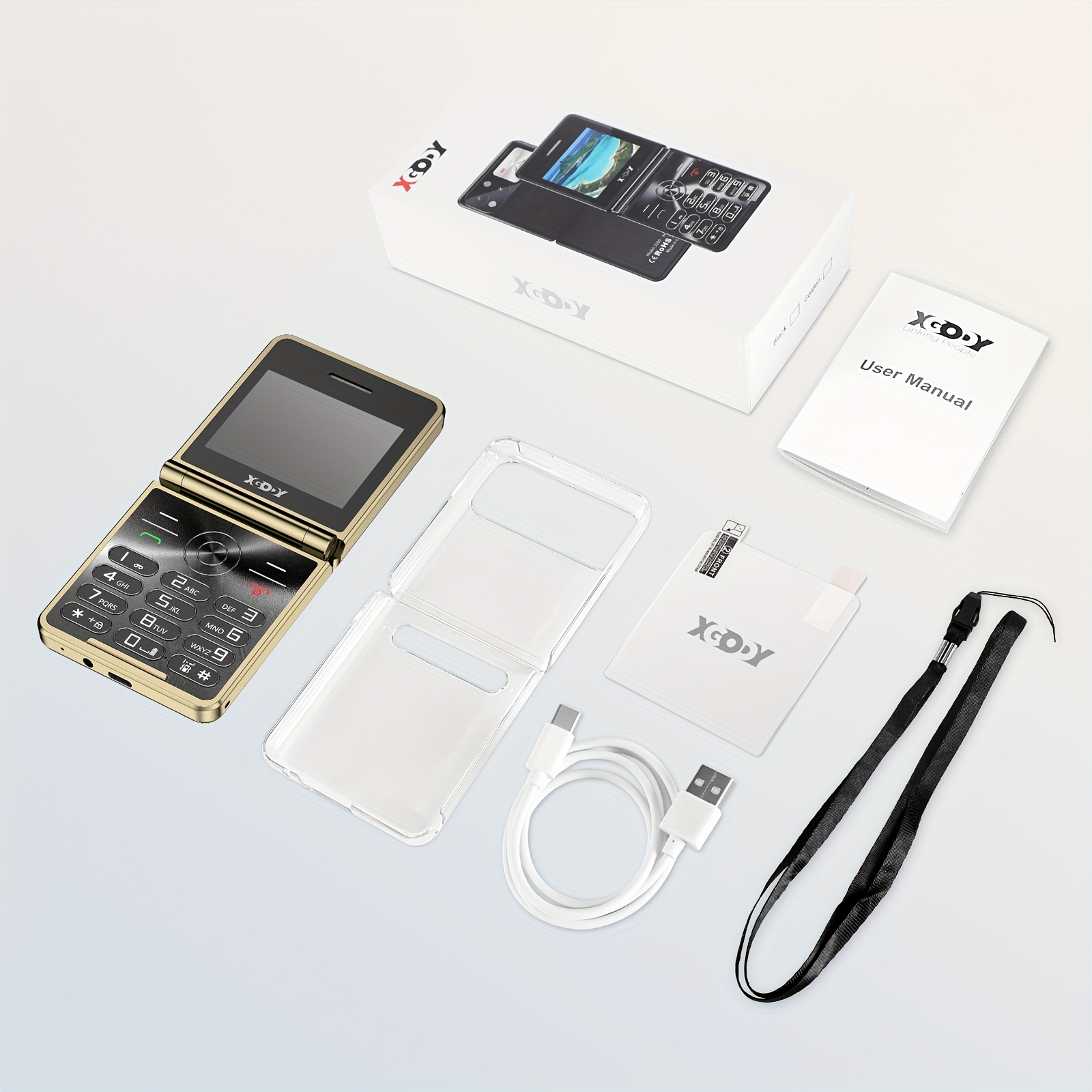 XGODY S200 Senior Mobile Phone Simple For Elderly, Basic Cell Phone With Large Buttons, Flip Phone, Unlocked Senior Mobile Phone With 2.4" Color Display | SOS Button | FM Radio |MicroSD Up To 128 GB Fat32 Torch |1300mAh Battery (Golden) With Case+Strap - Image 11