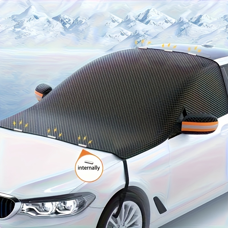 Anti-Frost And Snow Cover for Vehicles Featuring Reflective Strips, Magnetic Design, Ideal for Suvs, Mid-Sized Cars, Off-Road Vehicles, And Mpvs. This Easy-To-Install Windshield Protector Is Scratch-Resistant And Suitable for Cars, Trucks, And Vans