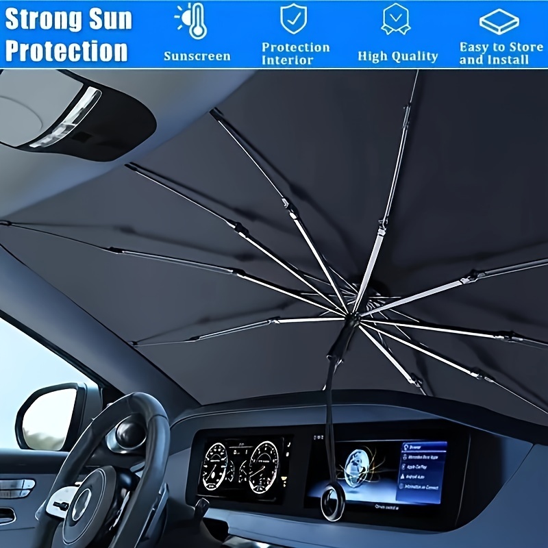 Car Sunshade Front Windshield Sunscreen Heat Insulation Sunshade Blocking Plate Blackout Curtain Gear Car Interior Windshield Small Car Cover Umbrella