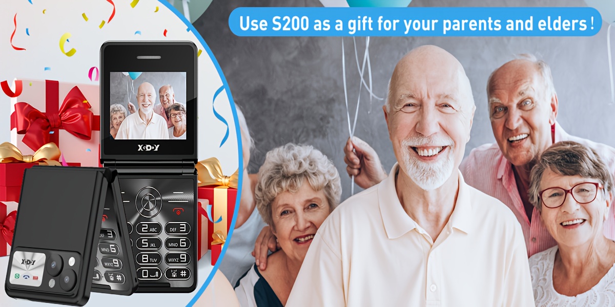 XGODY S200 Senior Mobile Phone Simple For Elderly, Basic Cell Phone With Large Buttons, Flip Phone, Unlocked Senior Mobile Phone With 2.4