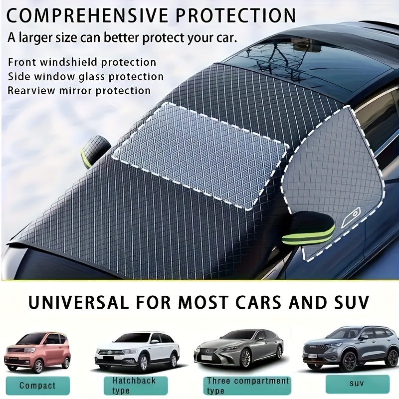 Anti-Frost And Snow Cover for Vehicles Featuring Reflective Strips, Magnetic Design, Ideal for Suvs, Mid-Sized Cars, Off-Road Vehicles, And Mpvs. This Easy-To-Install Windshield Protector Is Scratch-Resistant And Suitable for Cars, Trucks, And Vans