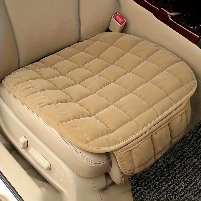 1pc Car Seat Cushion with Sponge Filling, Soft & Breathable, Non-Slip, Lightweight, All-Season Protection - Hand Washable, Beige Quilted Design, Snug Fit for Most Vehicles, Vehicle Interior Accessory | Quilted Cushion | Breathable Fabric, Christmas