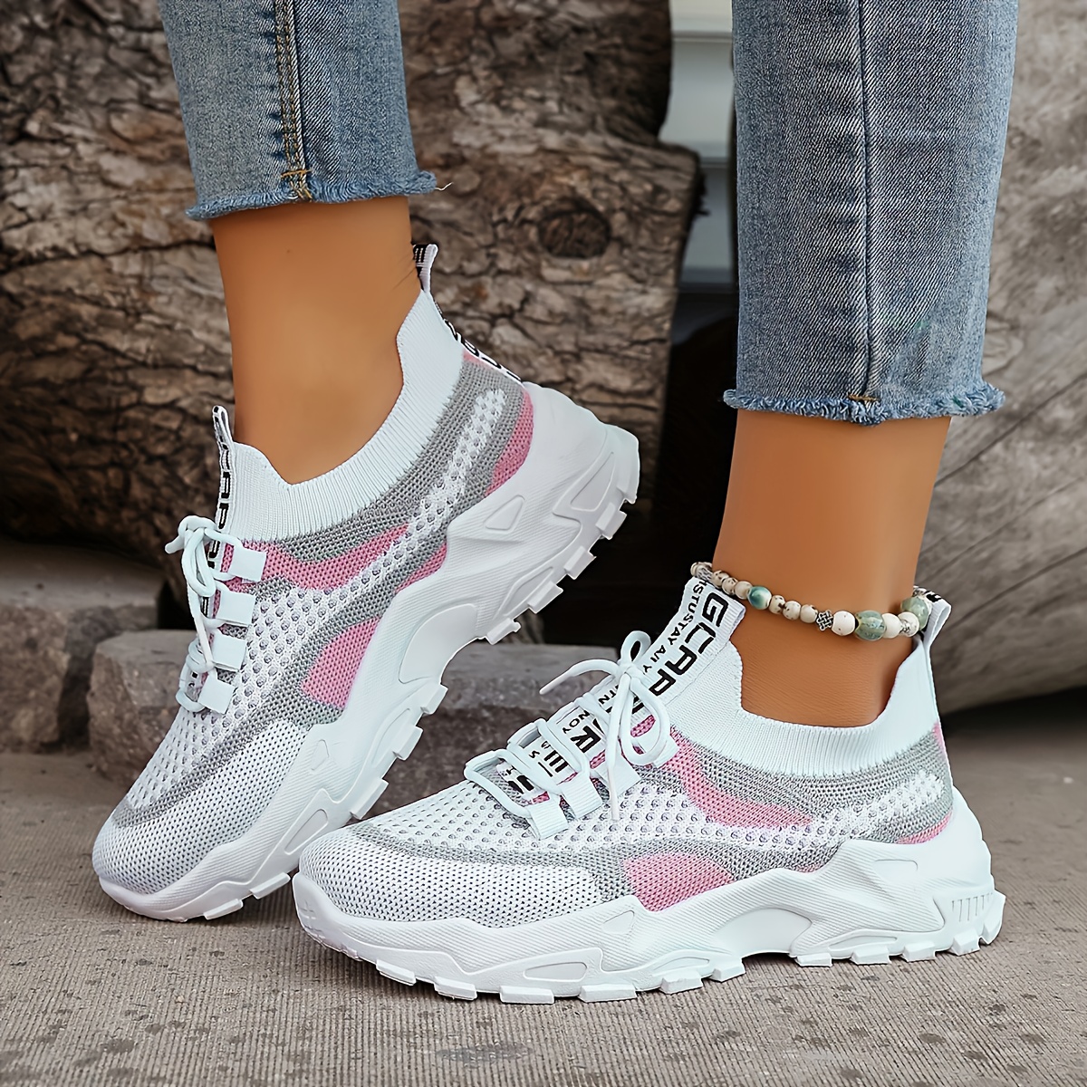 Women's Casual Thick-Sole Sneakers, Breathable Tennis Shoes with Laces for Outdoor Wear, Comfortable Low-Top Athletic Footwear - Image 7