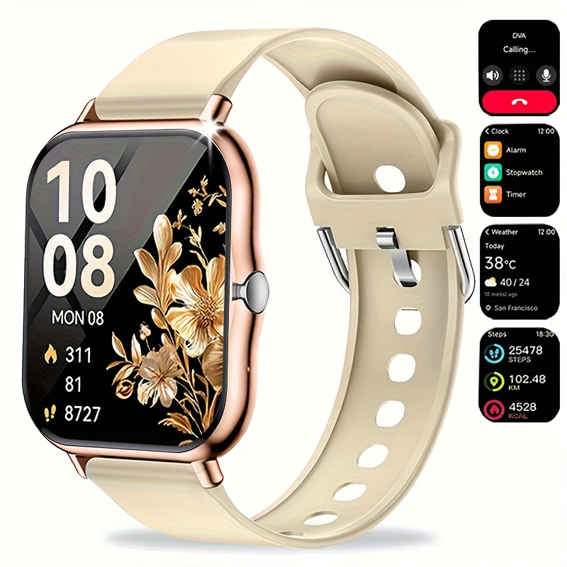 Unisex Smart Watch Compatible for Android/iPhone - Wireless Smartwatch with Touchscreen, Alloy Metal Case, 100+ Modes, Phone Calls, Compatible for iPhone & Android Systems - Ideal Smartwatch Gift for Men & Women