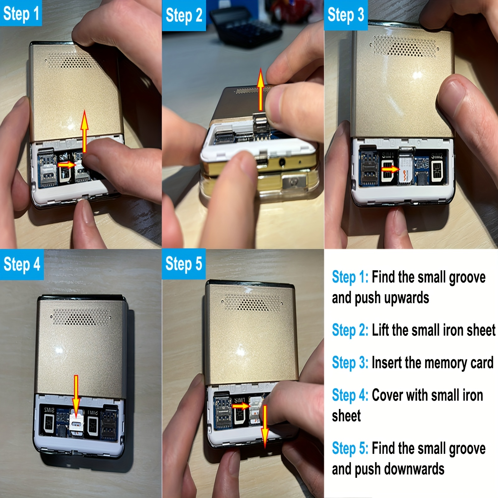 XGODY S200 Senior Mobile Phone Simple For Elderly, Basic Cell Phone With Large Buttons, Flip Phone, Unlocked Senior Mobile Phone With 2.4" Color Display | SOS Button | FM Radio |MicroSD Up To 128 GB Fat32 Torch |1300mAh Battery (Golden) With Case+Strap - Image 4