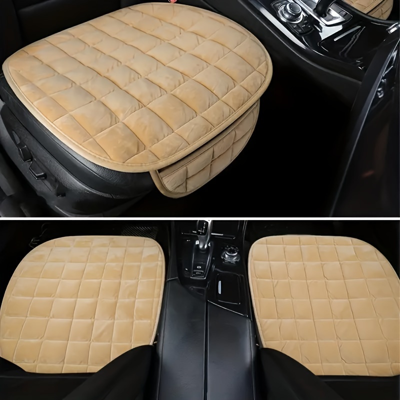 1pc Car Seat Cushion with Sponge Filling, Soft & Breathable, Non-Slip, Lightweight, All-Season Protection - Hand Washable, Beige Quilted Design, Snug Fit for Most Vehicles, Vehicle Interior Accessory | Quilted Cushion | Breathable Fabric, Christmas