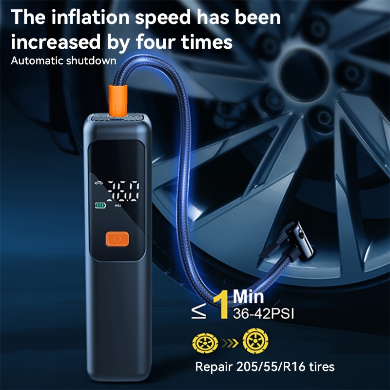 Portable Inflatable Pump, Air Compressor, 150 PSI Tire Inflator, Featuring a Digital LCD Display, USB Fast Charging, Automatic Shut-Off Safety Protection, And LED Light, Suitable for Cars, Bicycles, Motorcycles, Basketballs