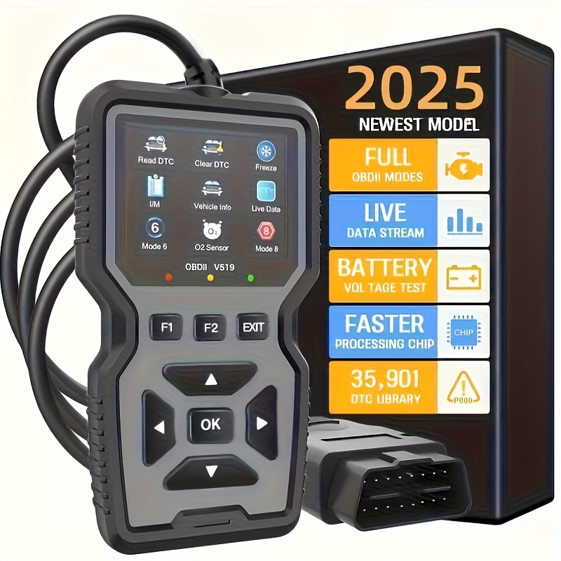 The Latest OBD2 Scanner Code Reader for 2025 Is a Car Engine Fault Scanner And CAN Diagnostic Tool That Reads And Clears Error Codes for All OBDII/EOBD Protocol Vehicles Manufactured After 1996, Without The Need for a Battery, Without Battery