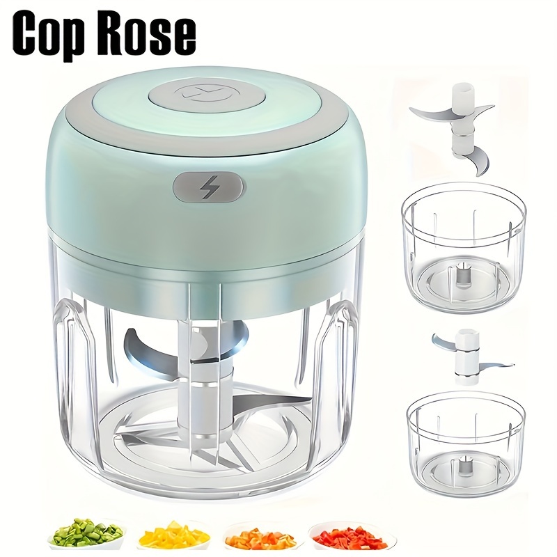 COP ROSE Mini Chopper & Processor with Garlic - Compact Chopper Machine, Low Voltage (36V) for /Pets, Heavy-Duty for Garlic, Onion, Meat, Nut Grinding, 100ml/250ml Tank, Easy Clean & Storage, Portable for Small