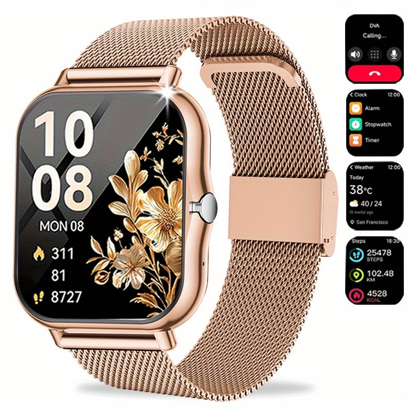 Unisex Smart Watch Compatible for Android/iPhone - Wireless Smartwatch with Touchscreen, Alloy Metal Case, 100+ Modes, Phone Calls, Compatible for iPhone & Android Systems - Ideal Smartwatch Gift for Men & Women