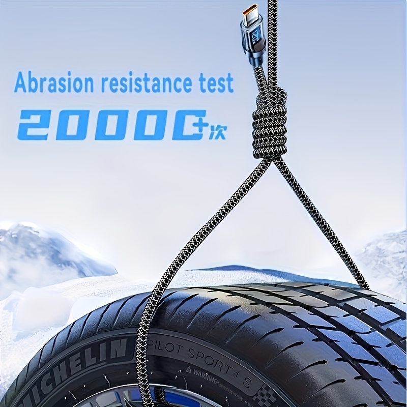 Fast Charging Transparent Dual Type-C Cable with Smart Display | Compatible with Huawei, Vivo, Apple, Samsung, 15PD, 120W Output, Glossy Finish