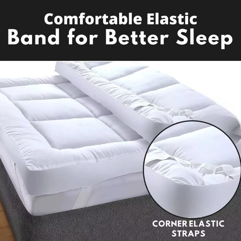 1Pc Hotel Quality Mattress Topper 10cm/ 4-Inch Deep Thick Plush Mattress Pad, Soft Bed Topper With Elastic Straps For Secure Fit, Single Double King Super All Sizes, White, Christmas Gift And Black Friday Items