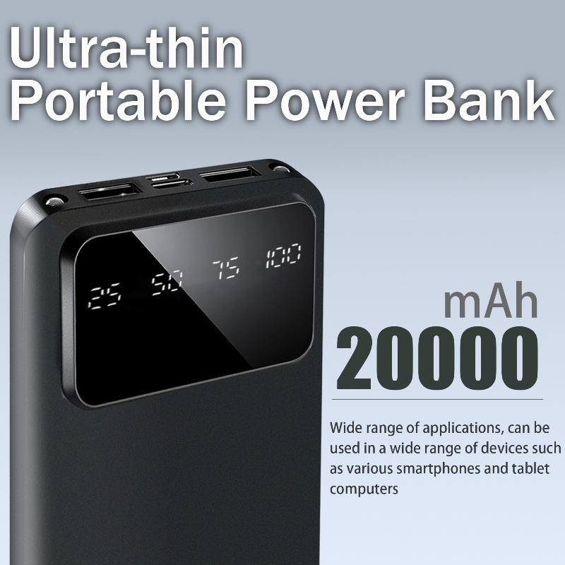 10000/20000mAh Large Capacity Portable Power Bank, Suitable For Charging Android Electronics/ Mobile Phone Devices, Equipped With LED Display/ Dual Output Ports/ Multiple Colors To Choose From - Image 3