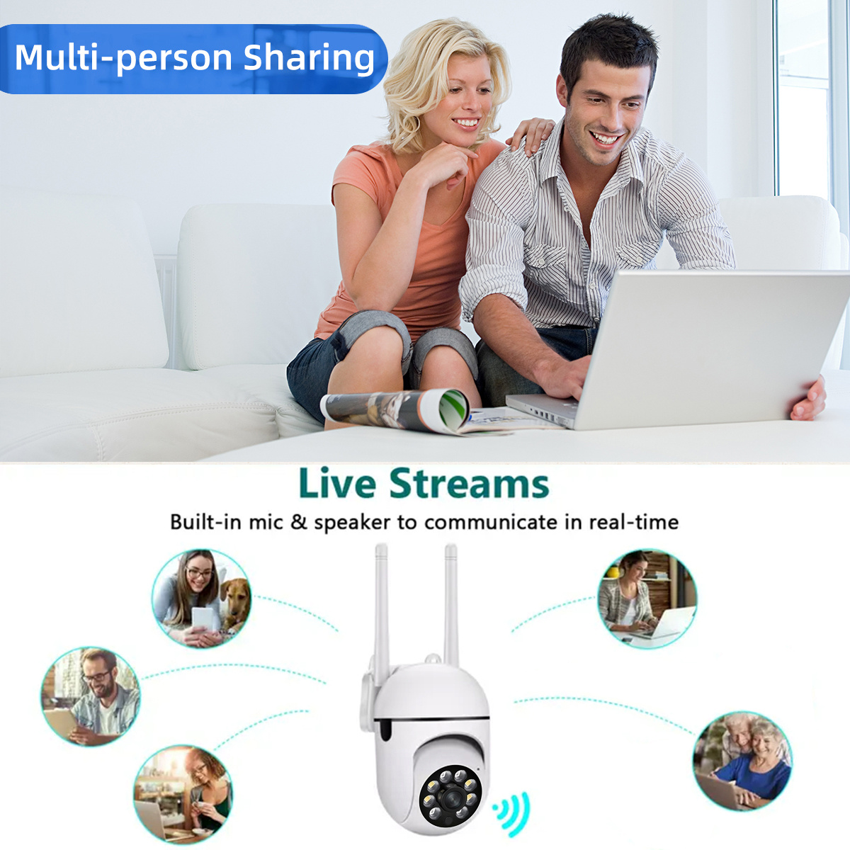 1pc Full-Color Night Vision Wireless WiFi Camera | 1080P Full HD, Dual-Use Indoor/Outdoor, 2-Way Audio, PTZ Technology, Smart Home Security, Motion Tracking, Suitable for Elderly and Pet Monitoring, Wall Hanging, Non